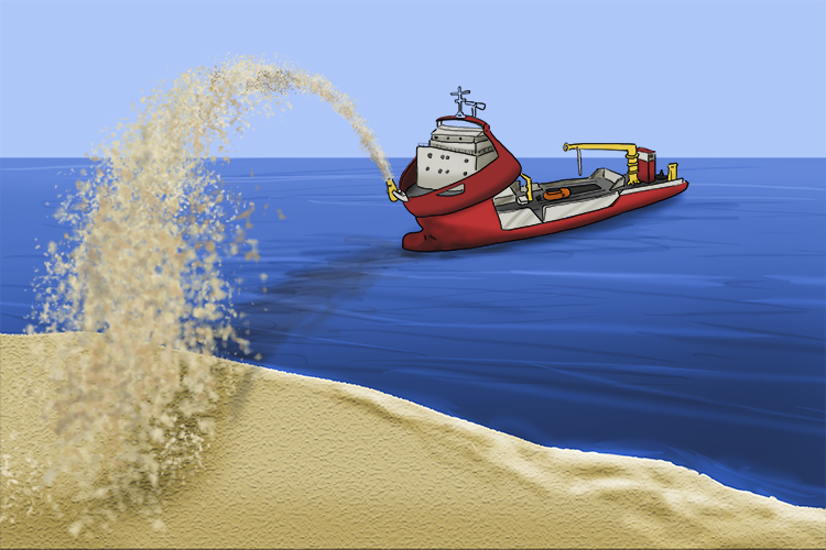 A dredging vessel can pump sand on to the beach